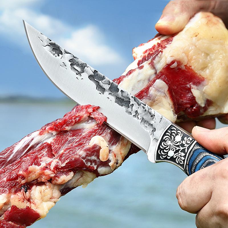 Smidt rustfritt stål Utbeningskniv Kjøkken Skjæring Kjøttkløyver Grill Fruktkutter Fiskekniv