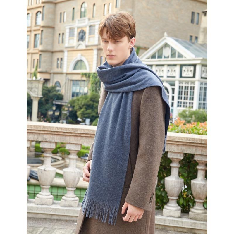 Wool Scarf Men's Autumn and Winter Cashmere Scarf Women's Winter High End Versatile New Solid Color Men's Scarf