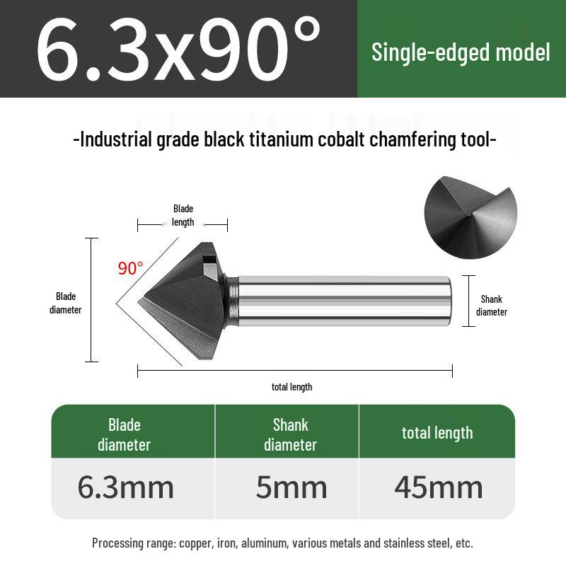 Cobalt Titanium-Plated Chamfering Drill for Stainless Steel - Single/Triple-Edge Countersink & Deburring Tool.