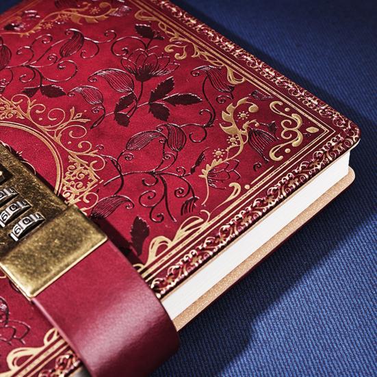 Zápisník v retro stylu s digitálním kombinovaným zámkem, heslem chráněný deník Book Diary Planner organizér pro studenty