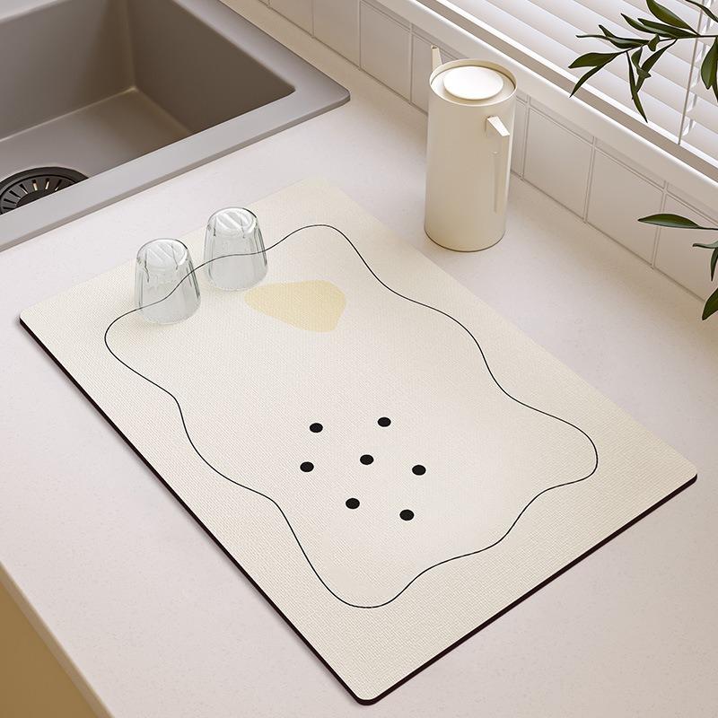 Small Fresh Kitchen Countertop Mat Dirt Resistant Heat-resistant Heat-insulating Pad Water Absorbing Quick Drying Anti Slip Pad