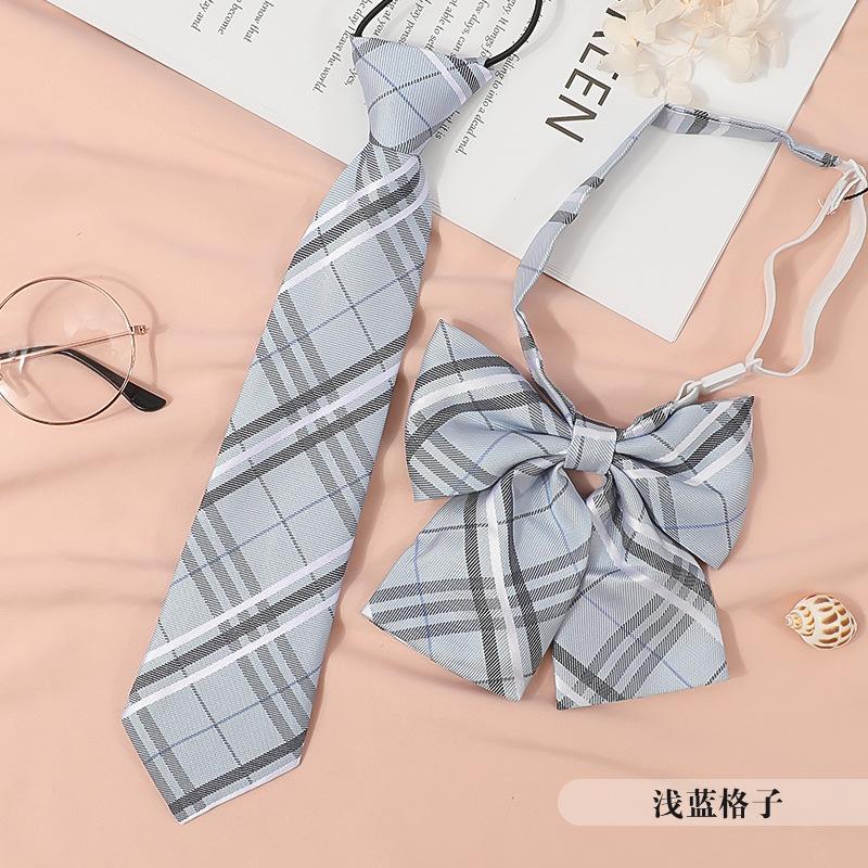 Japanese Korean Version Striped Jkdk College Style Red Cyan Gray Blue Shirt Men'S And Women'S Accessories Free Tie Tie Set