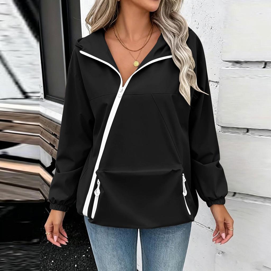Women's Casual Hooded Zip Up Jacket with Pockets