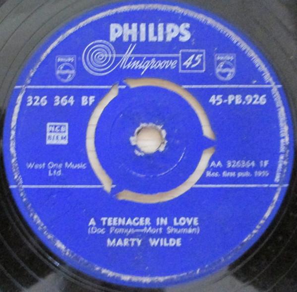 7inch Record MARTY WILDE - A Teenager In Love 45PB926 Philips 1959 UK Rock Used
