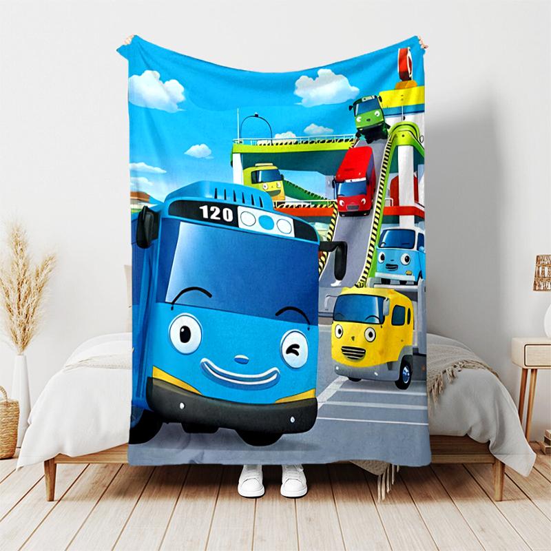 1 pezzo Coperta Tayo il Piccolo Autobus Design Stampato, Coperta Leggera per Divano, Letto - Morbida e Calda, Regalo per Tutte le Stagioni come Natale, Halloween