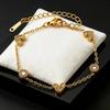18K Gold Plated Heart-shaped Titanium Steel Bracelet for Women - Versatile, Colorfast, Fashionable, Light Luxury, with Diamond Inlay.