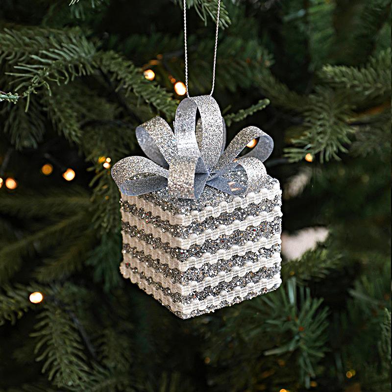 Luxury Silver Shining Christmas Tree Pendant & Drop Ornament Foamed Plastic  Christmas Ball Ornaments Home New Year Decoration