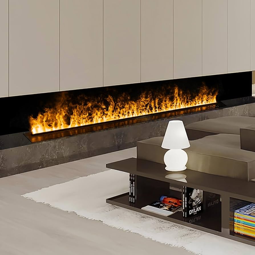 Aflyever 3D Wasserdampf Elektrischer Kamin Eingebaut Realistisches Flammen-Dampf mit Fernbedienung APP