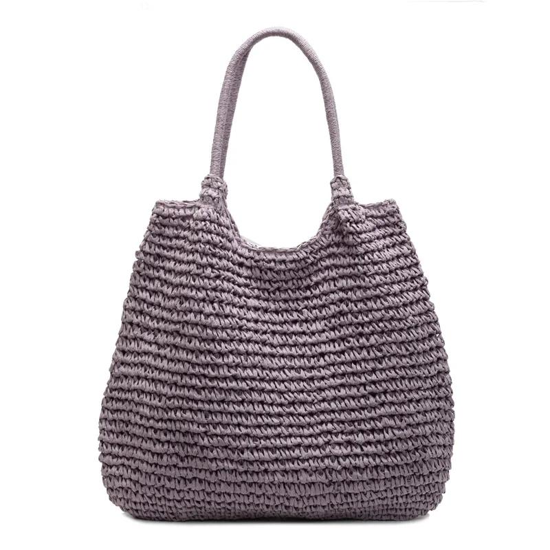 

Fashi Fabric Solid Large Capacity Shoulder Bags Sale Beach Hollow Out Women s Bags 2026 Zipper Women s Handbags фіолетовий