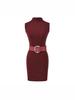 Women's Slimming Retro High-Neck Sleeveless Bodycon Dress