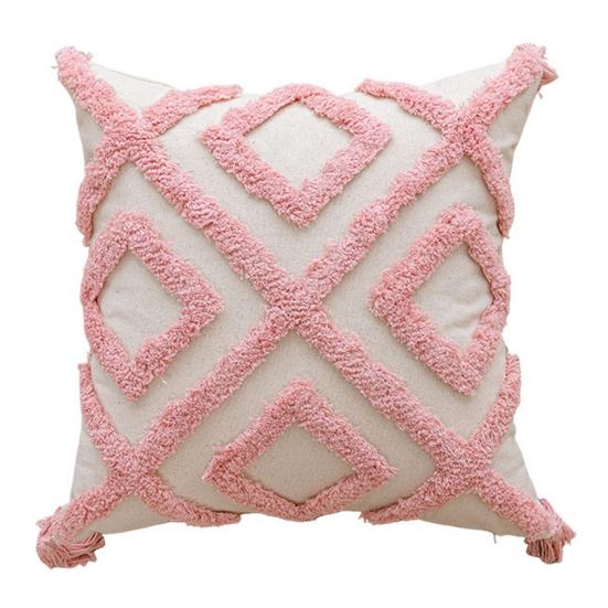 Yousheng Valentine's Day Throw Pillow Cover 18" X 18" 3D Embroidered Soft Tufted Pink Pillowcase Plush Faux Fur Pillow Cover for Home Living Room Bed