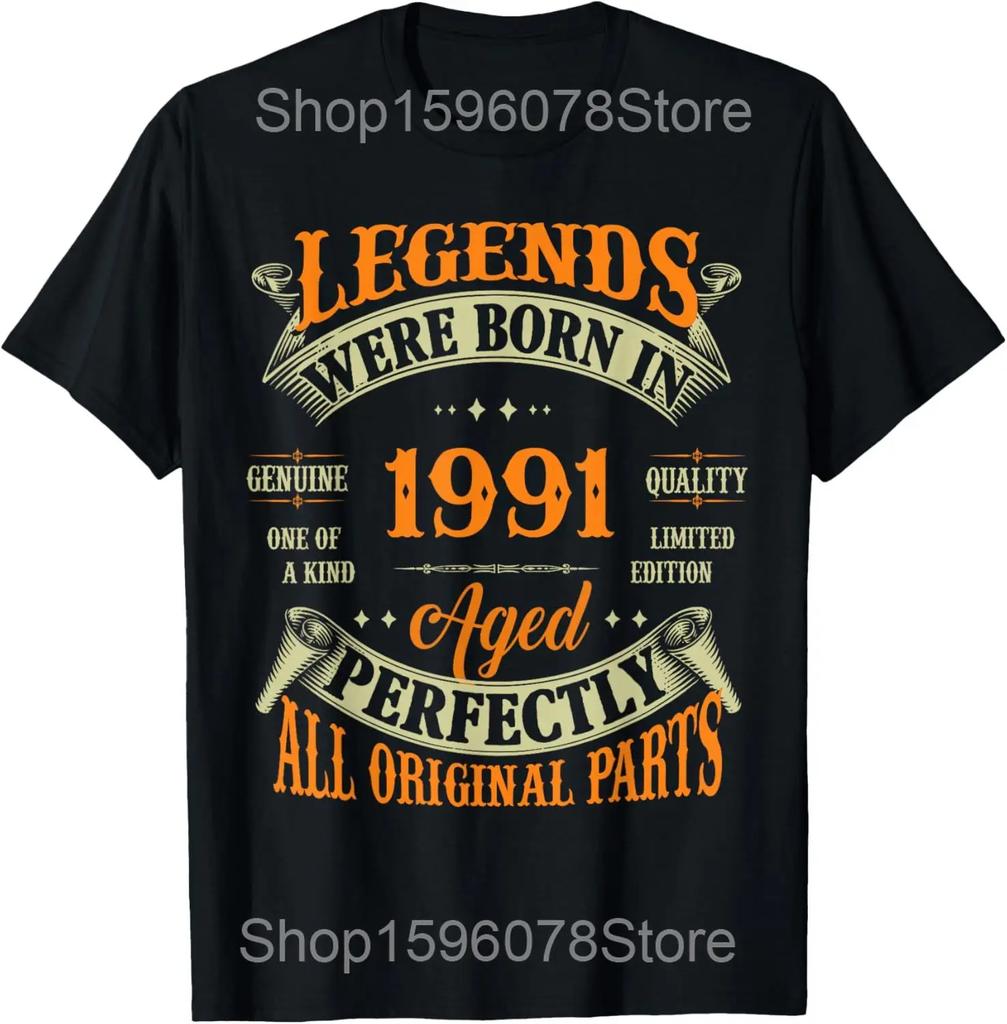 Vintage 1991 35th Birthday Gifts 35 Year Old T Shirts Unisex Humor Streetwear Tee Shirt Short Sleeve Unisex Loose Clothing