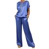 1 Set Women T-shirt Pants Suit Casual Summer Solid Color