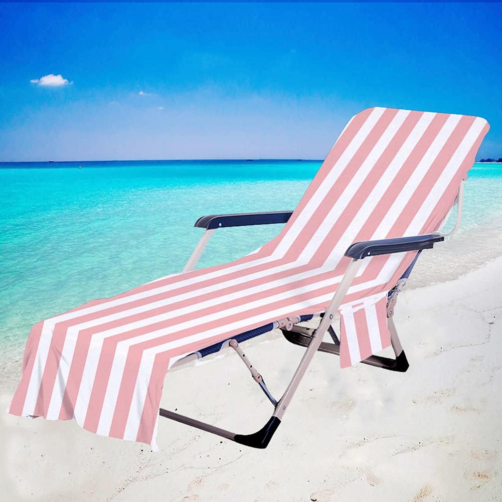 Patio Chaise Lounges Covers, Beach Lounges Chair Towel Cover,Soft Microfiber Patio Pool Chairs Cover with Side Pockets,83 X 30inch Chair Cover for