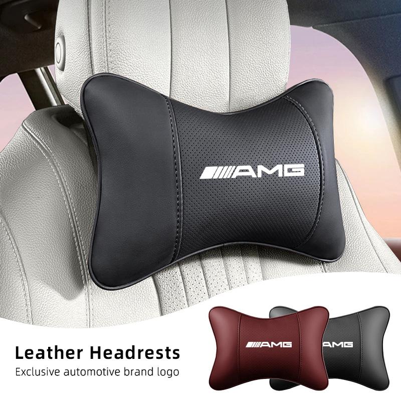 Car Leather Seat Headrest Neck Pillow Head Cushioning Tire Valve Cap For Mercedes Benz AMG GLE GLS CLA CLE GLC CLS GLA W223 W213 AIJ5