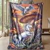 Fantastic Unicorns in Galaxy Theme blanket Lightweight Warm Flannel Blanket Decorative Throw Blanket for Home Decoration