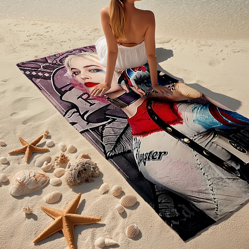 Ultra-Soft Beach Towel with Harley Quinn Theme,Ideal for Pool - Camping, Diving - Perfect Travel Essential, Vibrant Beach Towel.