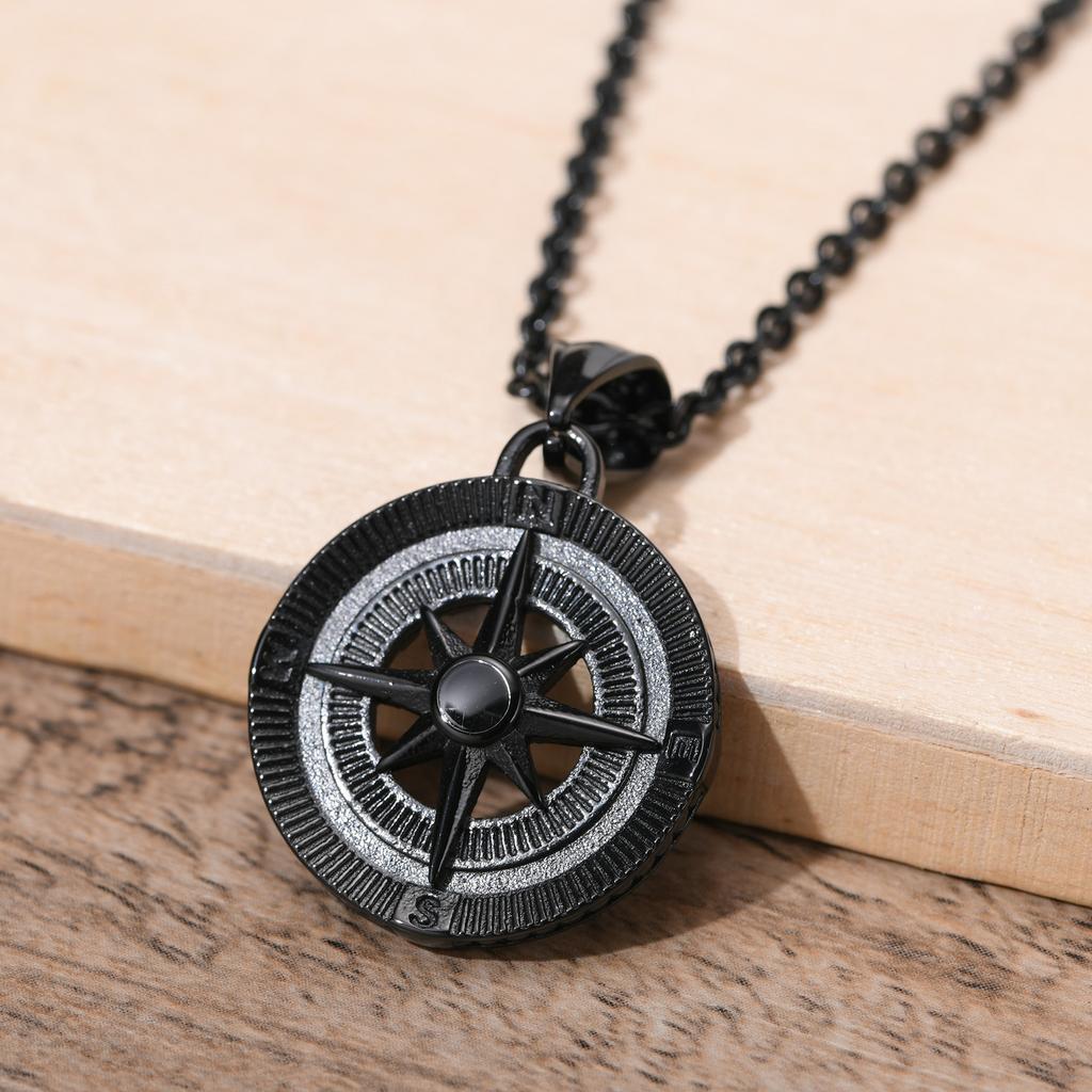 Vnox Vintage Compass Necklace for Men Stainless Steel Star Pendant Viking Sailing Jewelry Gift