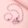 New Girl's Collarbone Necklace Princess Zircon Color Crystal Zircon Butterfly Children's Necklace Bracelet suit