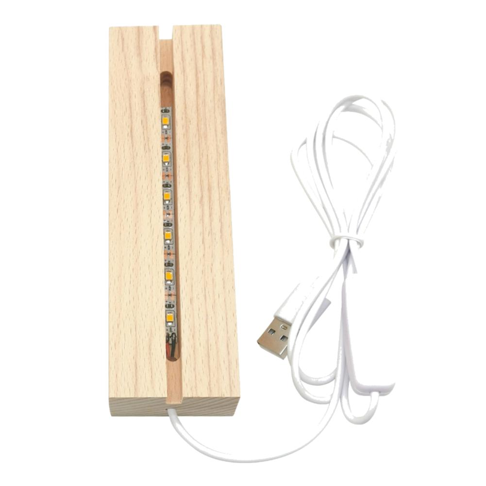 10-1pcs Practical LED Wood Display Base Rectangle Crystal USB Lighted Stand 3D Handmade USB Wooden Base Ornaments Decor