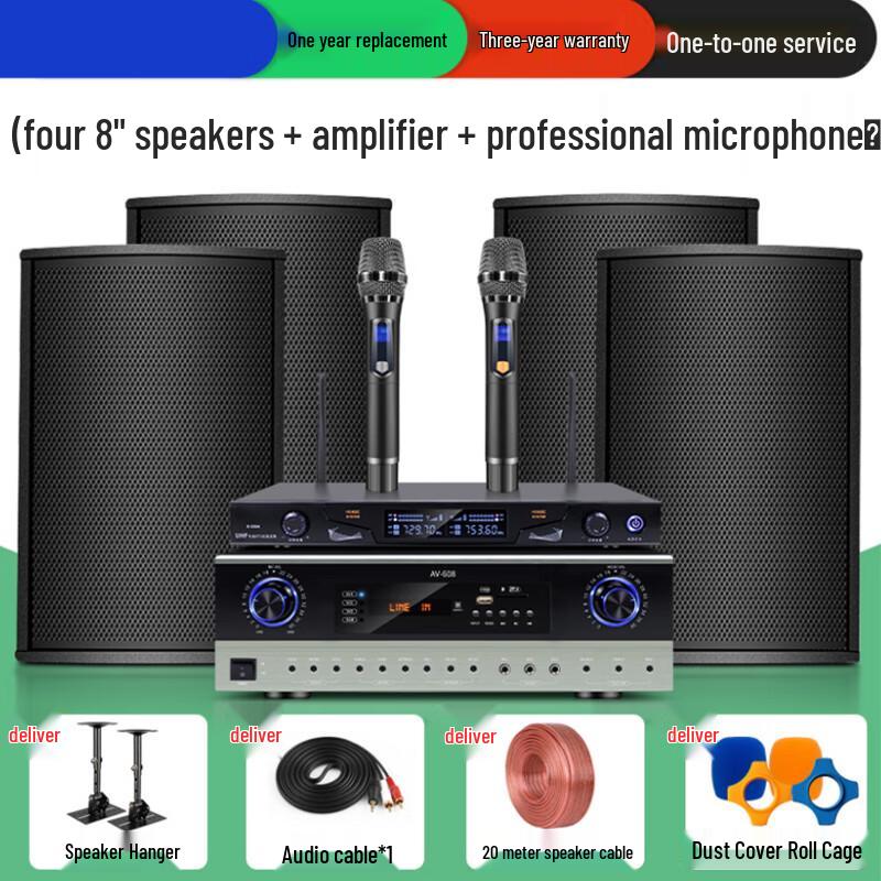 Laicai 8-inch Active Speaker System with Microphone CN plug (adapter included)