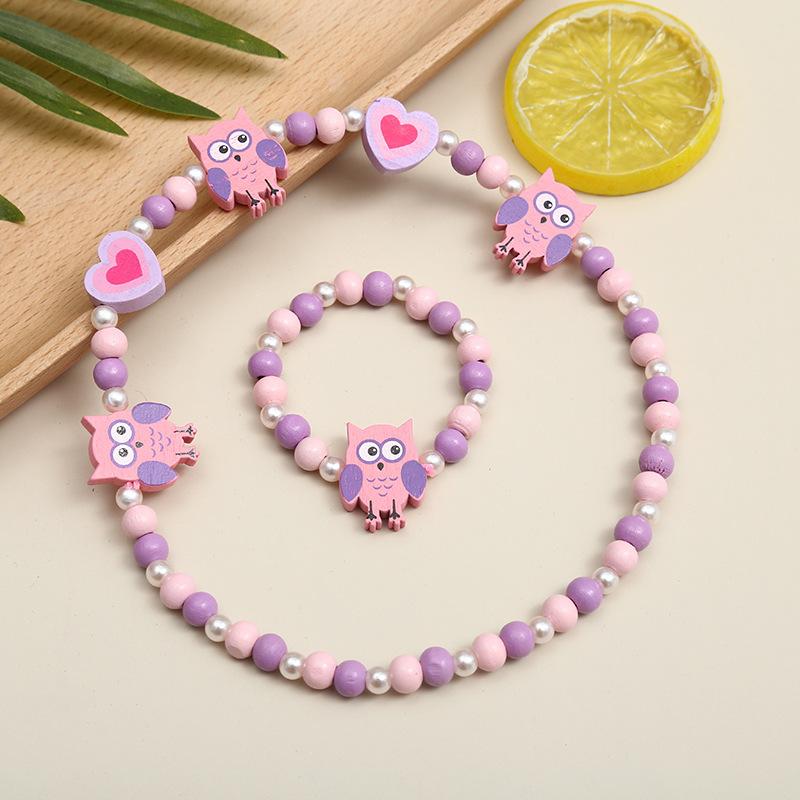 2pcs Children's Luminous Necklace Bracelet Set Cartoon Princess Jewelry Accessories Makeup Toys for Kids Girls Birthday Gifts