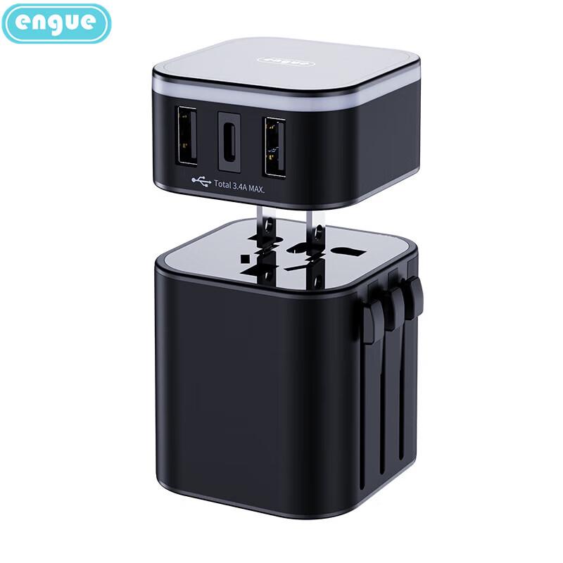 ENGUE Universal-Reiseadapter mit Dual-USB und Typ-C