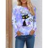 Women's T shirt 3D Print Cat Butterfly Colorful Design Long Sleeve Daily Weekend Fashion Round Neck Regular Fit