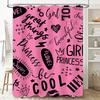 Pink Black Letter Print Shower Curtain Waterproof Bathroom Decor Custom Size Available Fashion Home Accessories .com :