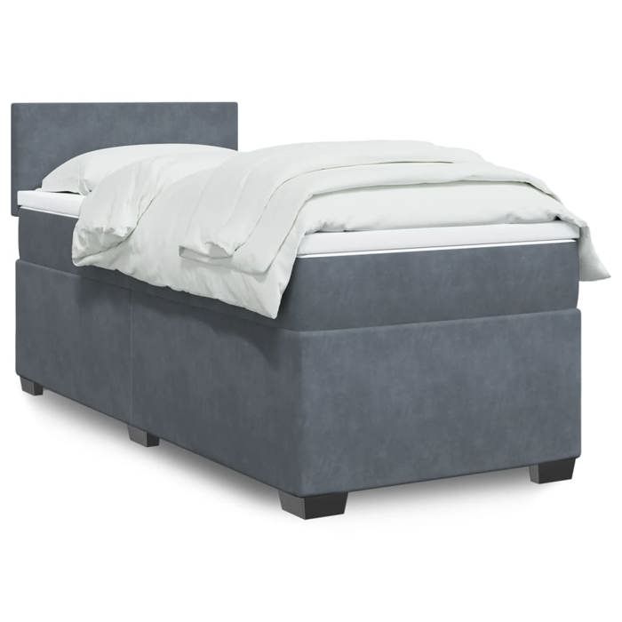 VidaXL Slatted Bed Base and Mattress Dark Grey 80x200 Cm Velvet 3286157