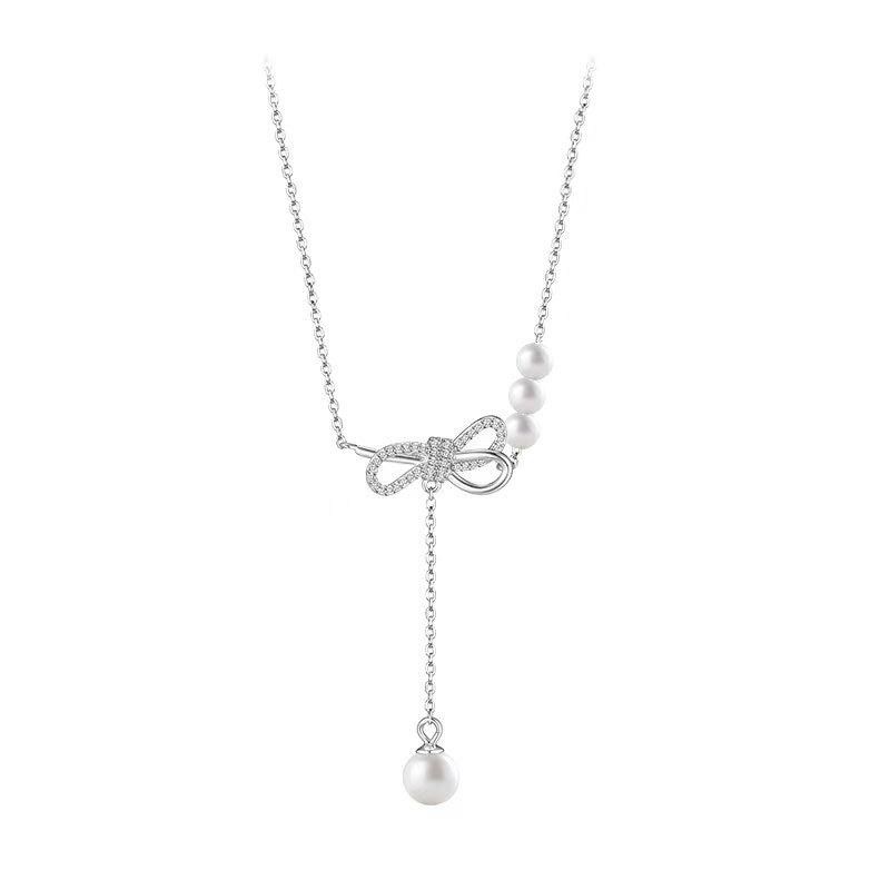 

Милое ожерелье-бантик, цепочка с жемчужными кисточками, французский винтаж, девушки чувствуют себя изысканно и модно