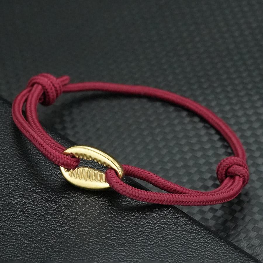 

New Shell Bracelet Beach Accessory Unisex Unfading Sliding Adjustable 3mm Rope Braclet Outdoor Camping Hand Accessories Pulsera бордовий
