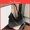 Yogodlns New Retro Fashion Design Tote Bag Shiny Rhinestone Shoulder Handbag Women Elegant Casual Large Capacity Underarm Purse