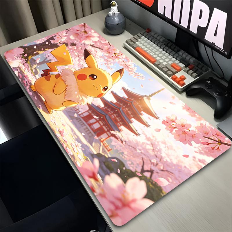 Mouse Pad Pastel Pink Sakura Pikachu Computer Gamer Keyboard Pad Kawaii  Gaming Accessories Gamer for Esports Mousepad