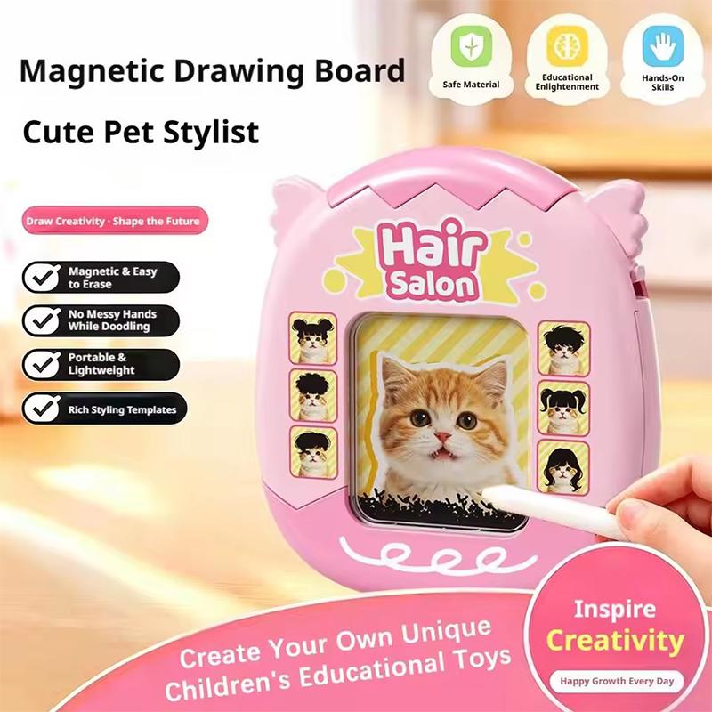 Diy Magnetic Cat Hairstyle Art Board Creative Steel Ball Drawing Toy Stress Relief Toy For Kids And Students Diy Graffiti Board