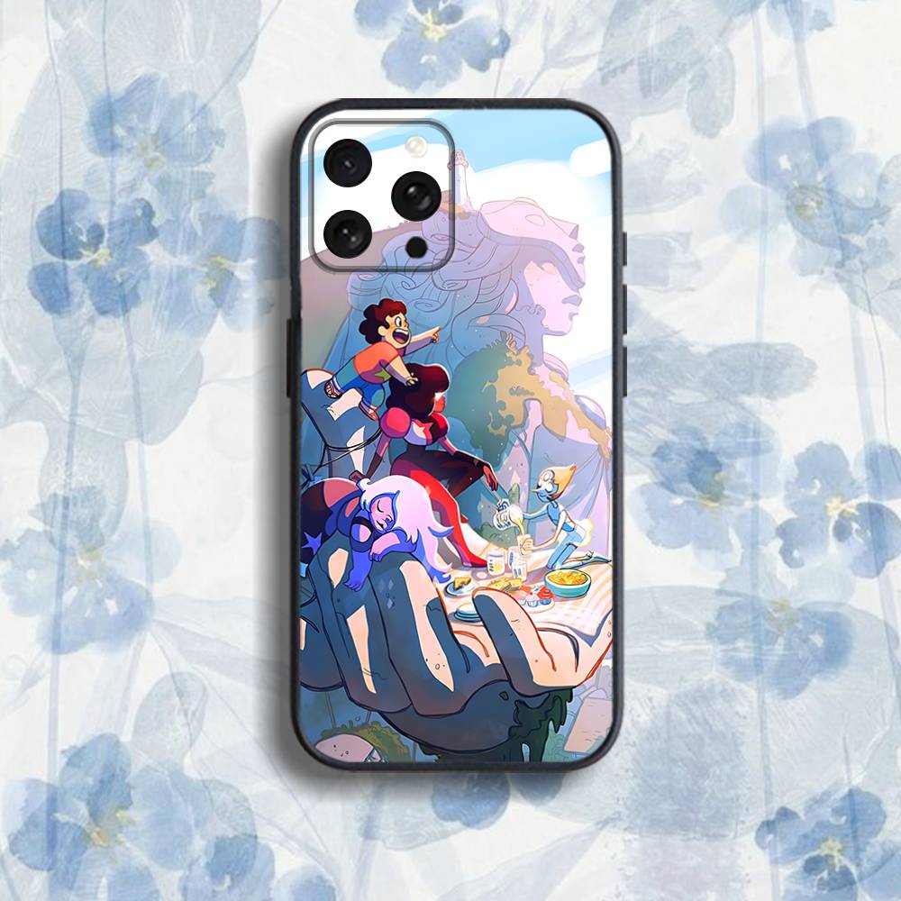 hot Steven Universe Cartoon Phone Case For iPhone 11,12,15,16,17,13,14,Pro,Max,Plus,E,Mini,Air,SE4 Black Soft Box