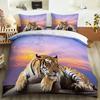 Tiger Lion Leopard Duvet Cover Set Animal Theme 3D Bedding Set King Queen Size For Kids Boy Girl Teens Polyester Comforter Cover
