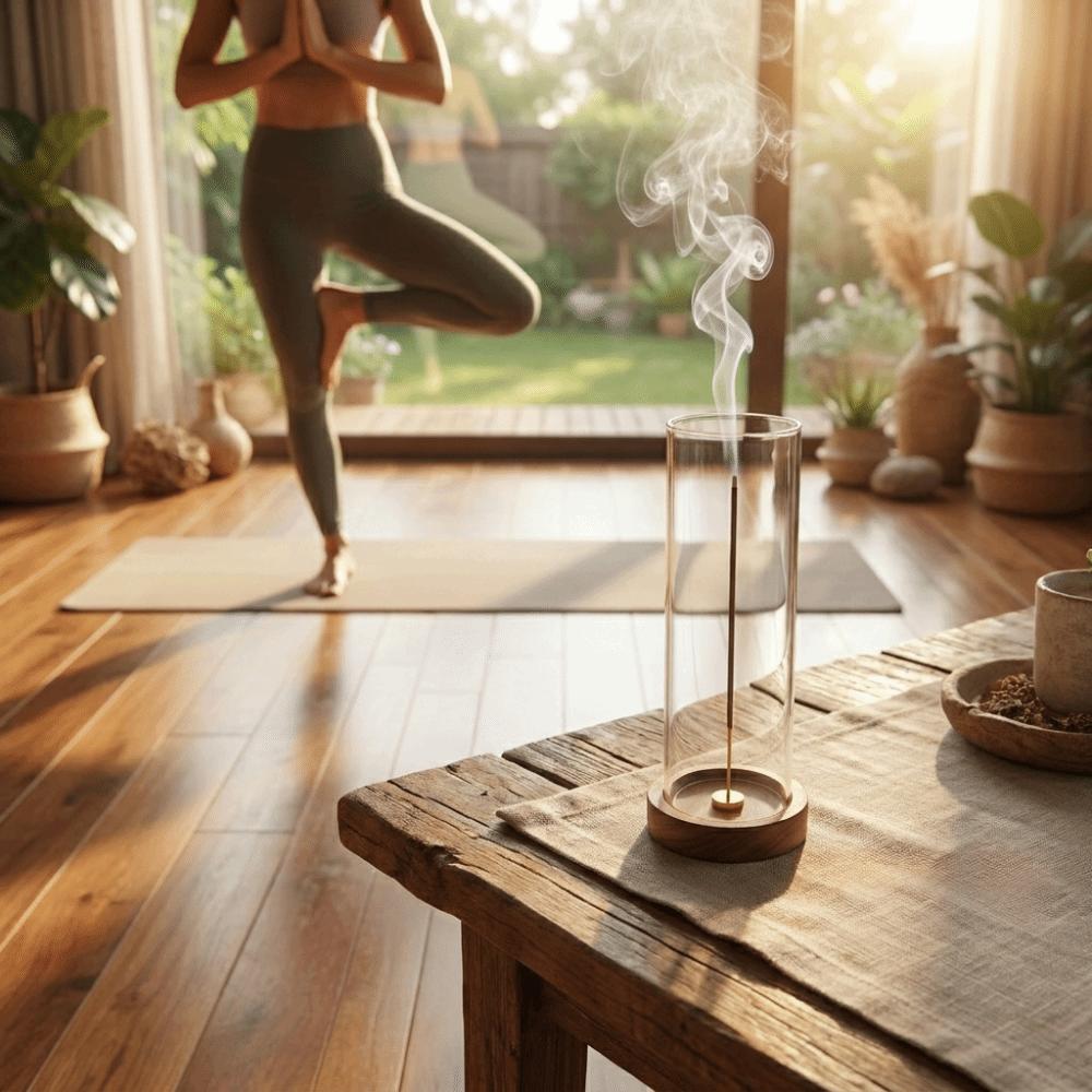 Transparent Glass Incense Holder Zen Style Anti-Ash Flying Incense Burner Ash Catcher Yoga