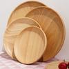 Wood Kitchen Supplies Round Hand-made Unbreakable Dessert Plate Wood Plate Tea Tray Snack Plate