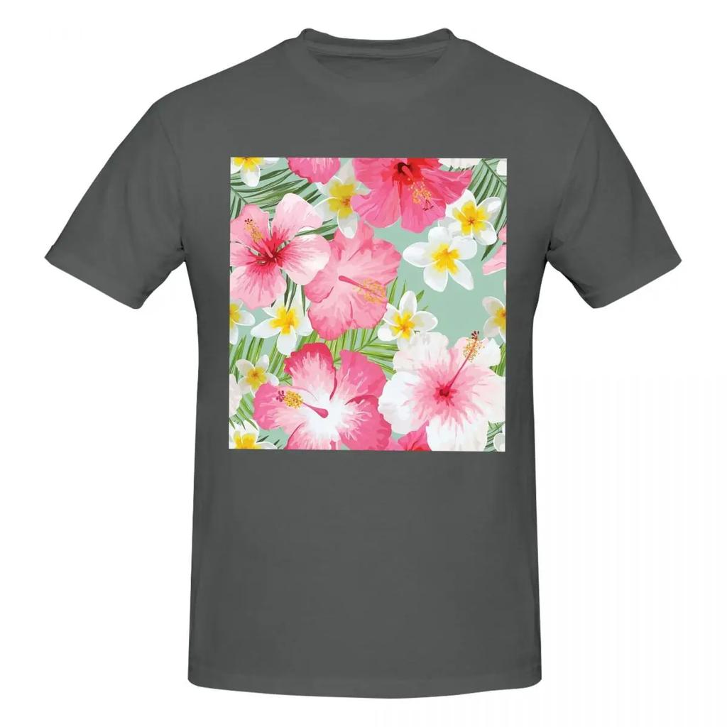 100 Cotton Tropical Hibiscus And Plumeria Flowers Tshirt Unisexs Funny Oversized T Shirt Unisex Oneck Summer Shirts Tops S6xl