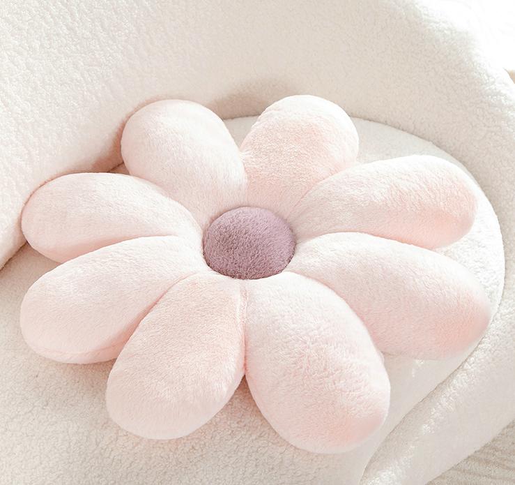Soft Colour Fluffy Flower Throw Pillow Stuffed Lifelike Daisy Flowers Plush Toy Plant Home Decor Cushion Chair Mat for Kids Girl