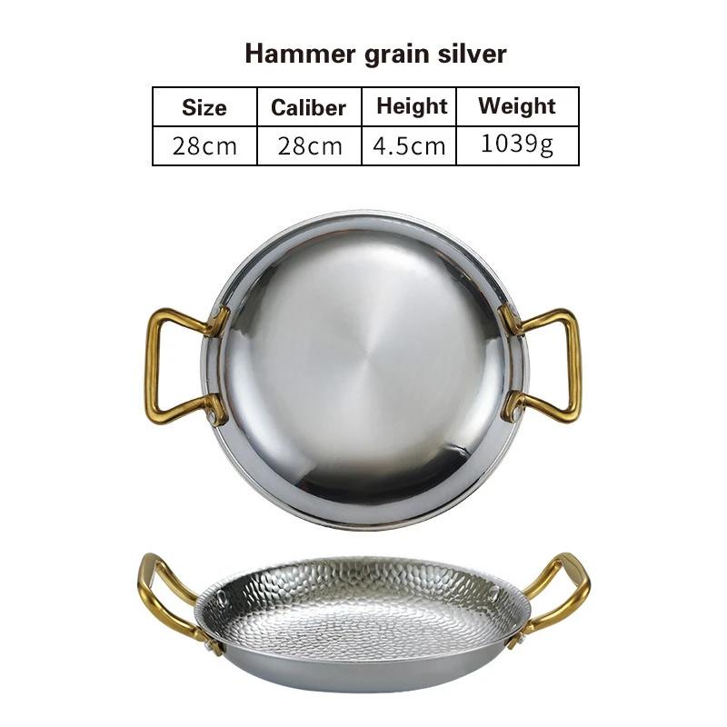 304 stainless steel Spanish seafood rice pot Commercial crayfish plate Flat bottom stewed rice pot Double ear frying pan hotpot