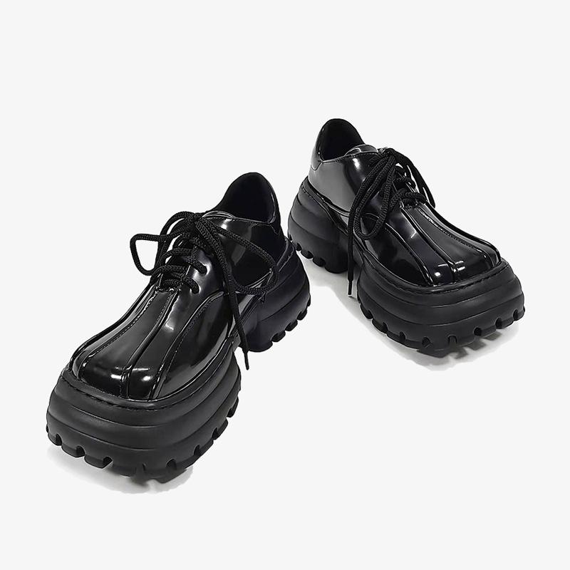 

Small Leather Shoes Women s Winter Plus Velvet New Thick-soled Muffin Big-toed Shoes Black Niche Design Single Shoes