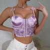 Women Summer Satin Butterfly Camis Purple Button Solid Color Crop Top Female Sexy Sleeveless with Straps Corset Y2k Tank Tops