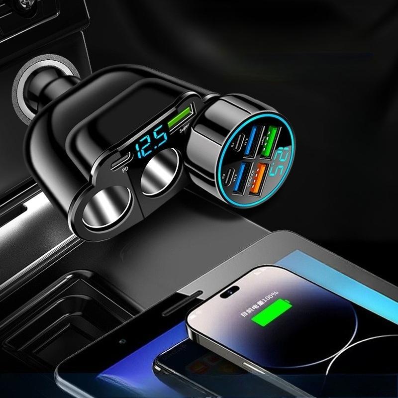 Universal 336W Cigarette Lighter Adapter PD USB 66W Super Quick Charging Phone Charger Socket 12-24V Car Charger 5-Port