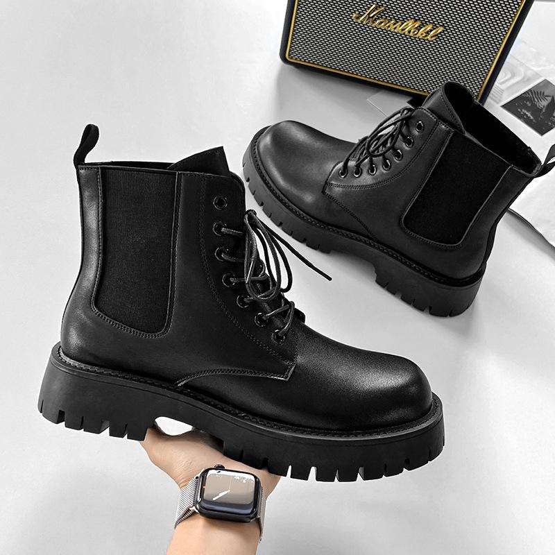

Ботинки Martin на платформе мужские ботинки Chelsea Lace-Up Smoke Boots осенние ботинки средней высоты на платформе повседневные мужские ботинки 44 чёрный