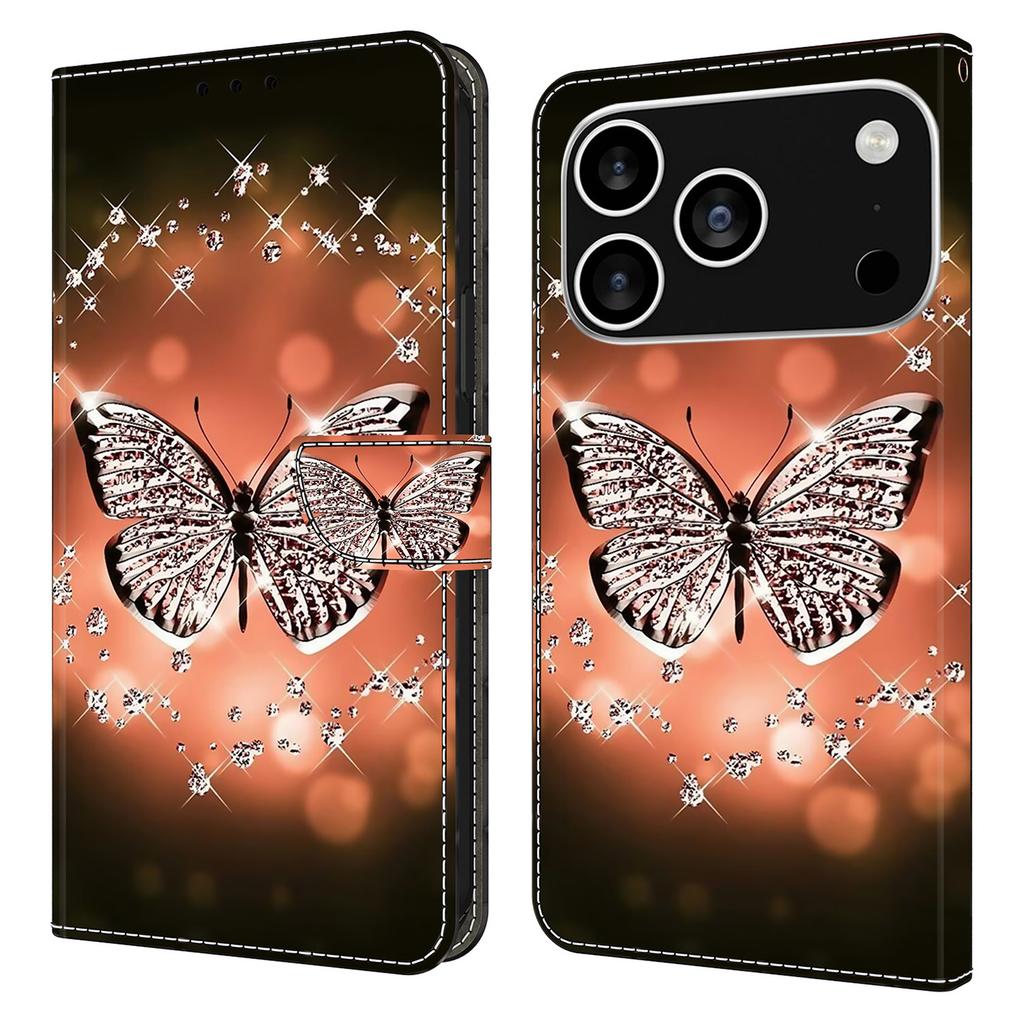 For iPhone 17 Pro Case 3D Pattern PU Leather Wallet Phone Cover with Stand