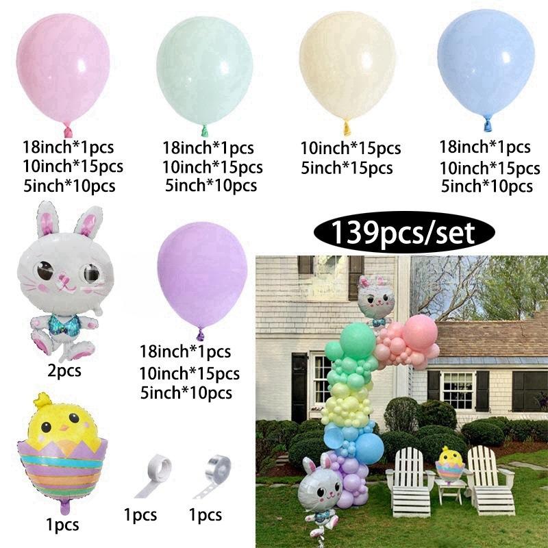 Easter Balloon Wreath Arched Rabbit Theme Party Background Arrangement Scene Decoration Colorful Latex Cross
