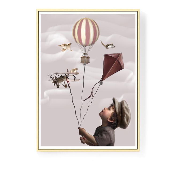 Modern Cartoon Children Hot Air Balloon Decoration Prints and Posters Wall Art Canvas Painting for Bedroom Nursery Home Decor