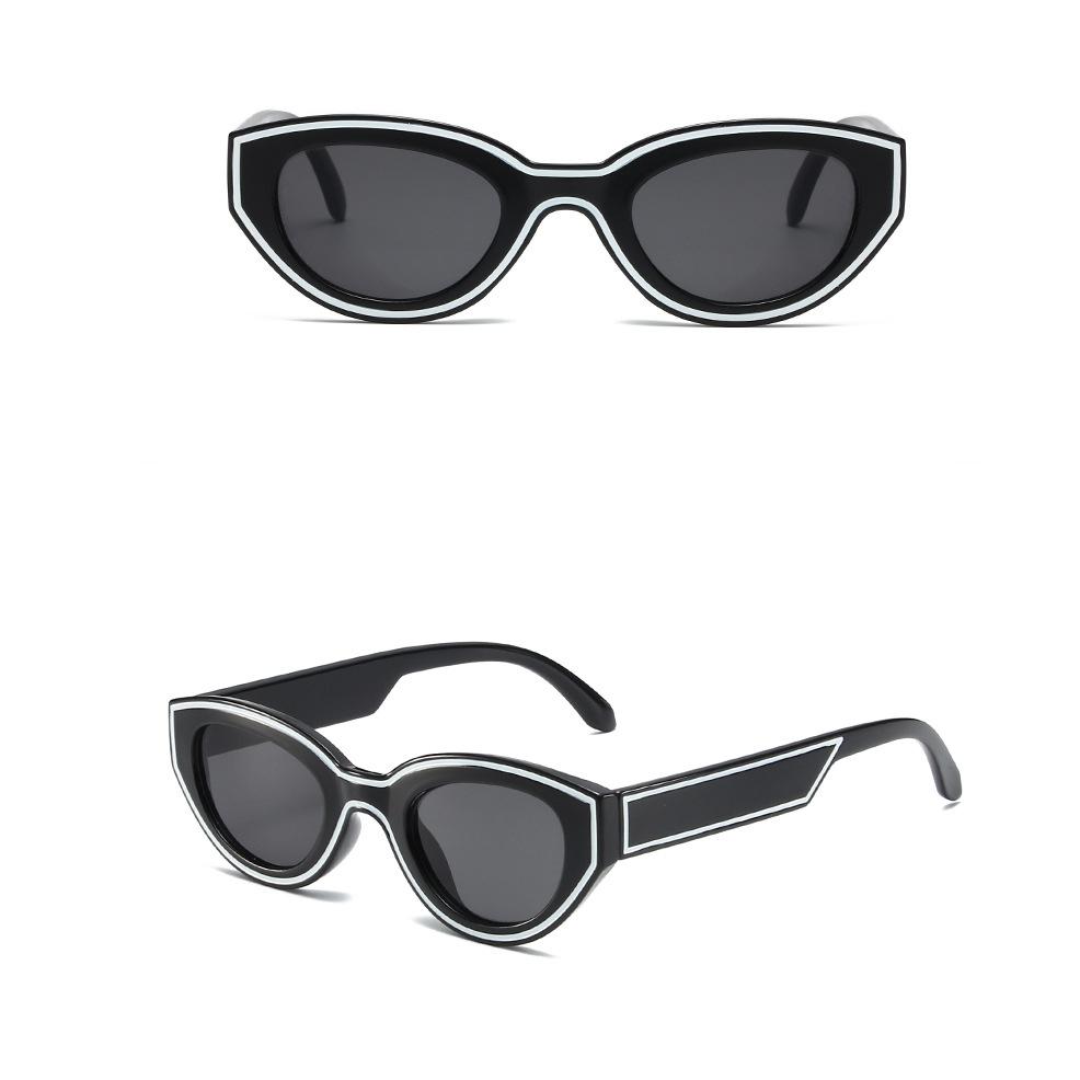 New  Cat Eye Sunglasses Women For Men  Vintage Sun Glasses Luxury Brand Designer Punk Pink Stripe Hip Hop Popular Shades